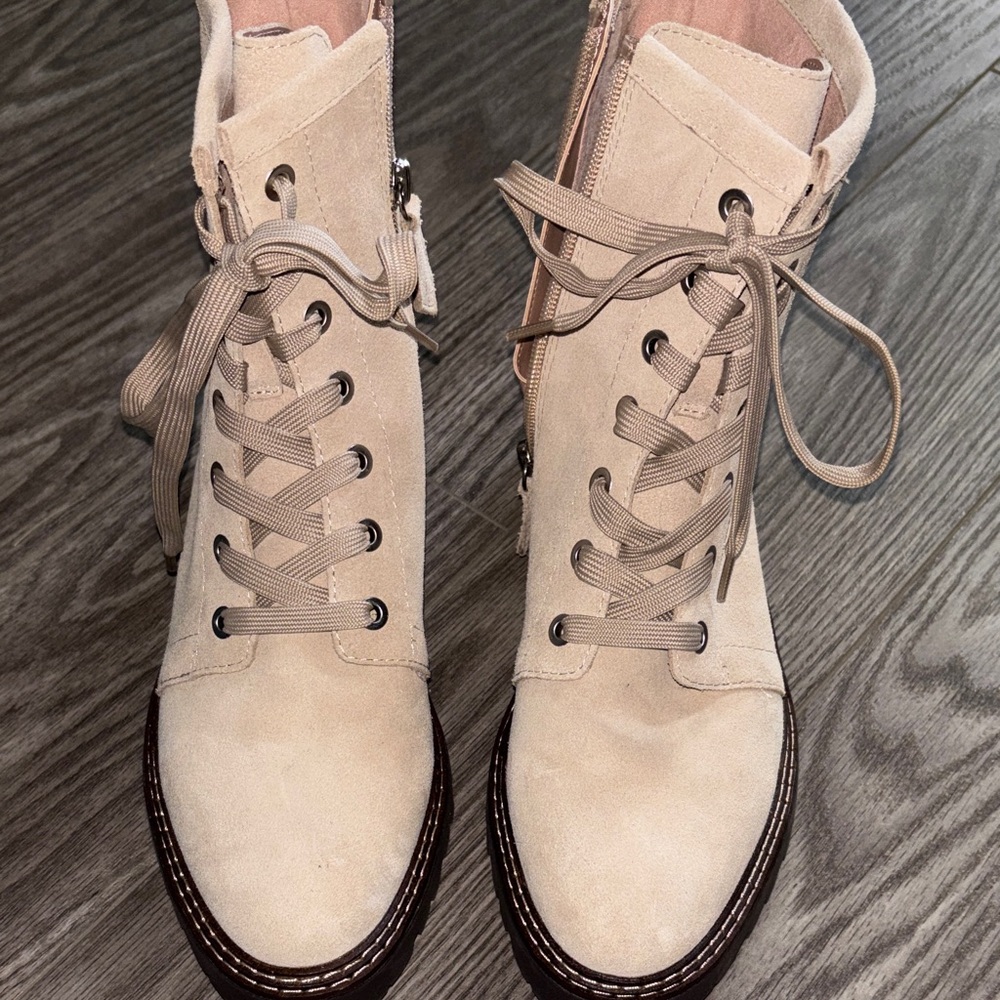 Nordstrom Cream Lace-Up Boots